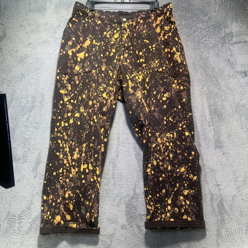 Big Bud Press Work Pants Womens 2XL Brown Cargo Twill Elastic Waist Splatter
